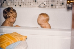 Angela & Ben in bath - November '69