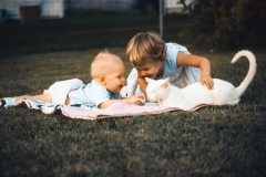 Angela, Benjamin, cat - August '69