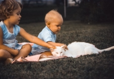 Angela, Benjamin, cat - August '69